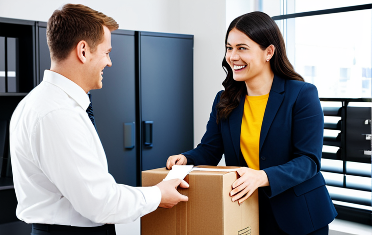 Solving a Delivery Issue**

"A friendly customer service representative, fully clothed in professional attire, assisting a smiling customer with a delivery problem. The scene is set in a bright, modern office with packages in the background.  Emphasis on helpfulness and positive interaction.  Safe for work, appropriate content, perfect anatomy, natural proportions, professional, modest, family-friendly."

**